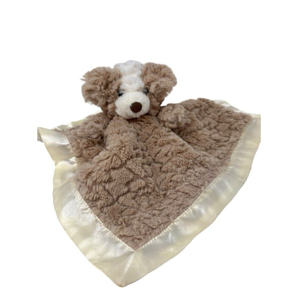 Mary Meyer Lovey Dog Brown Tan Puppy Security Blanket Cream Satin Plush Lovie